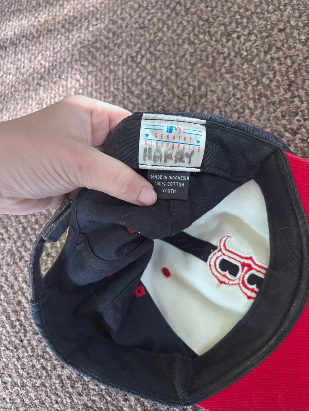 Vintage MLB Kids Navy Red Sox Cap with Red 'B' Logo